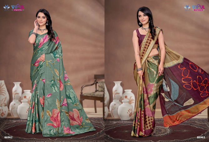 Akasaa By Vipul Satin Silk Daily Wear Saree Suppliers In India